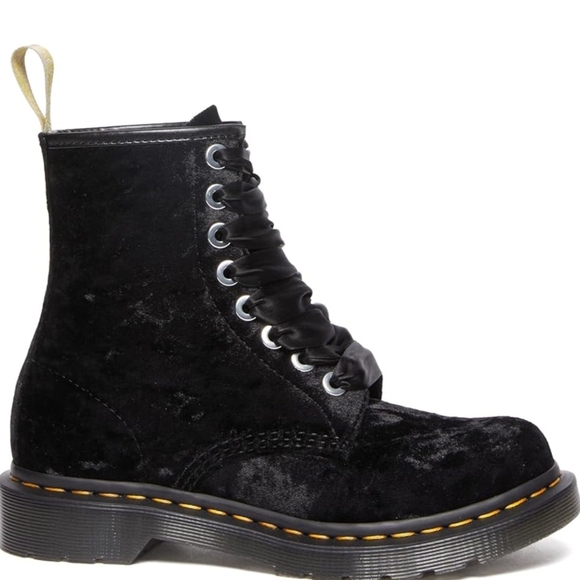 Dr. Martens Black Velvet Women's Boots - Picture 4 of 5